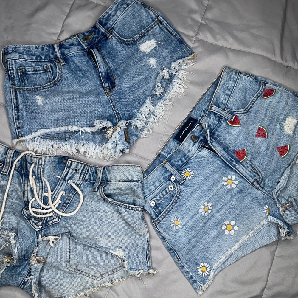 Aeropostale Blue Denim Shorts Trio